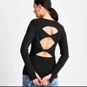 🖤 FUTURE COLLECTIVE Open Back Twist‎ Pullover Knit Sweater Jumper | XS